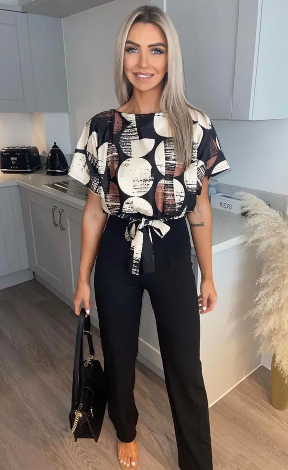Abstract Jackie Batwing Belted Jumpsuit Women Missfiga Jumpsuits