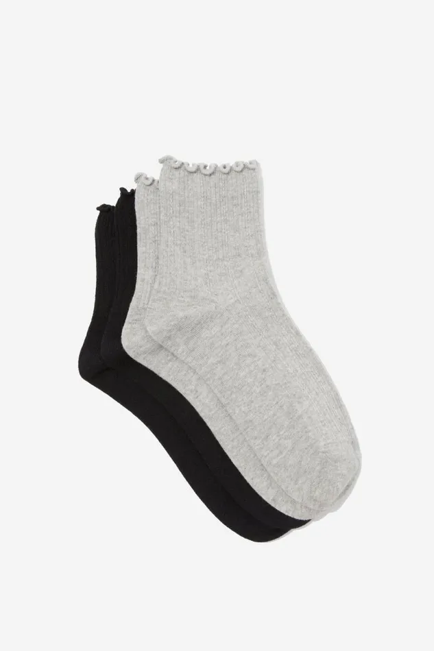 Accessories Supr Accessories Hannah Pointelle Sock 2 Pack Blackgrey Marle