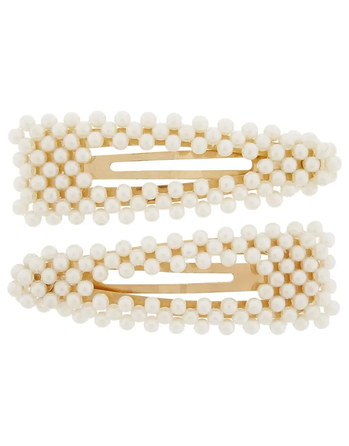 Accessorize 2x Pearly Snap Hair Clips Women Hair Accessories