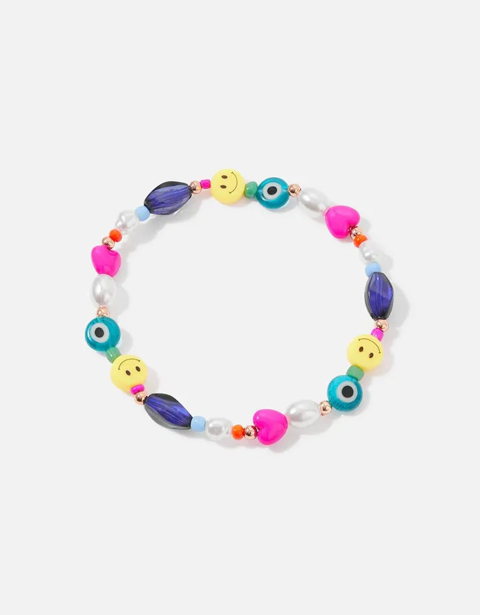 Accessorize Beaded Pearl Smiley Anklet Women Anklets
