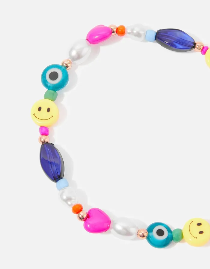 Accessorize Beaded Pearl Smiley Anklet Women Anklets