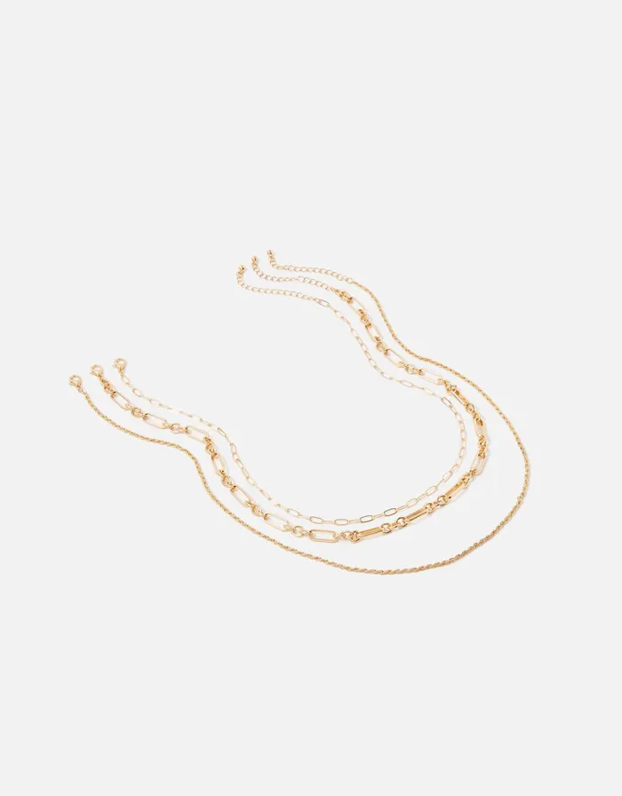 Accessorize Blue Harvest Chunky Mixed Chain Set Women Necklaces