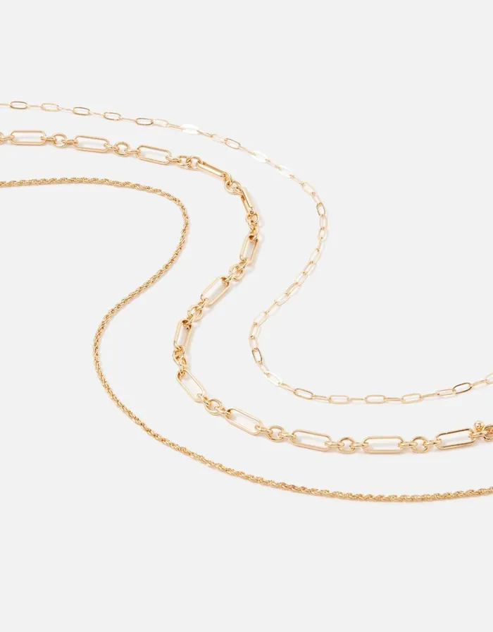 Accessorize Blue Harvest Chunky Mixed Chain Set Women Necklaces