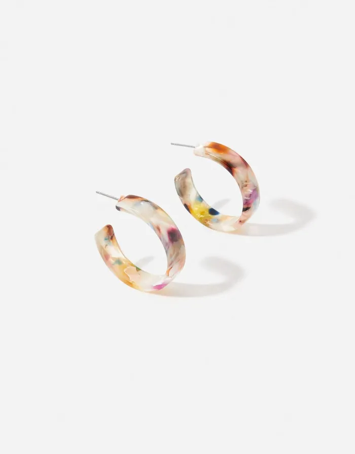 Accessorize Blue Harvest Mottled Tortoise Hoops Women Earrings