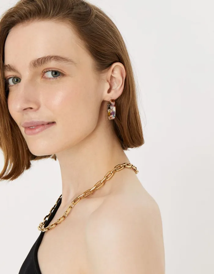 Accessorize Blue Harvest Mottled Tortoise Hoops Women Earrings