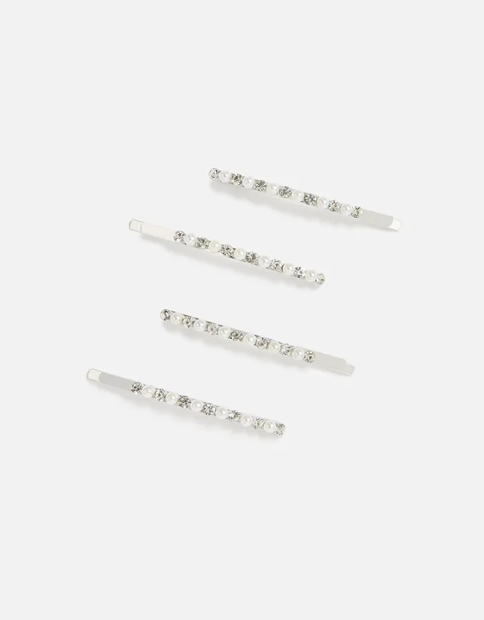 Accessorize BRIDAL Pearl And Diamante Hair Slides Women Hair Accessories