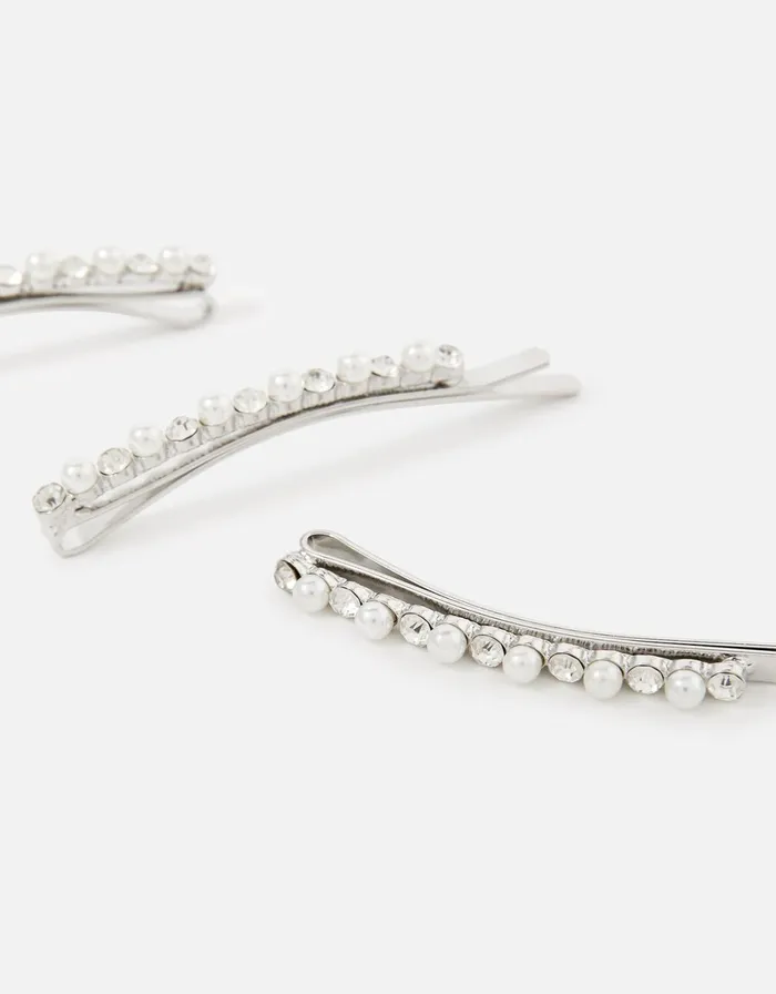 Accessorize BRIDAL Pearl And Diamante Hair Slides Women Hair Accessories