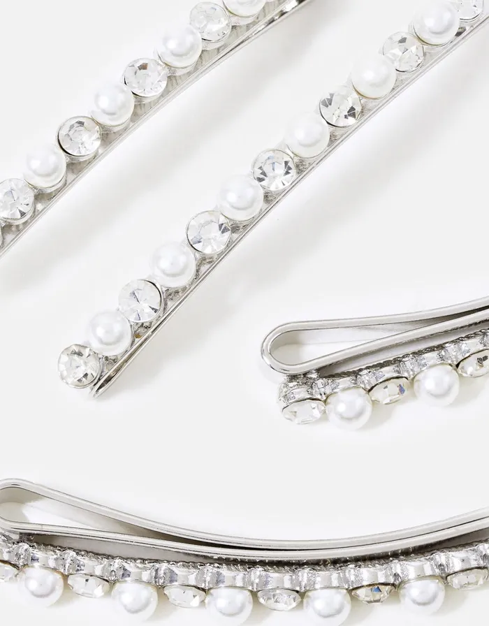 Accessorize BRIDAL Pearl And Diamante Hair Slides Women Hair Accessories