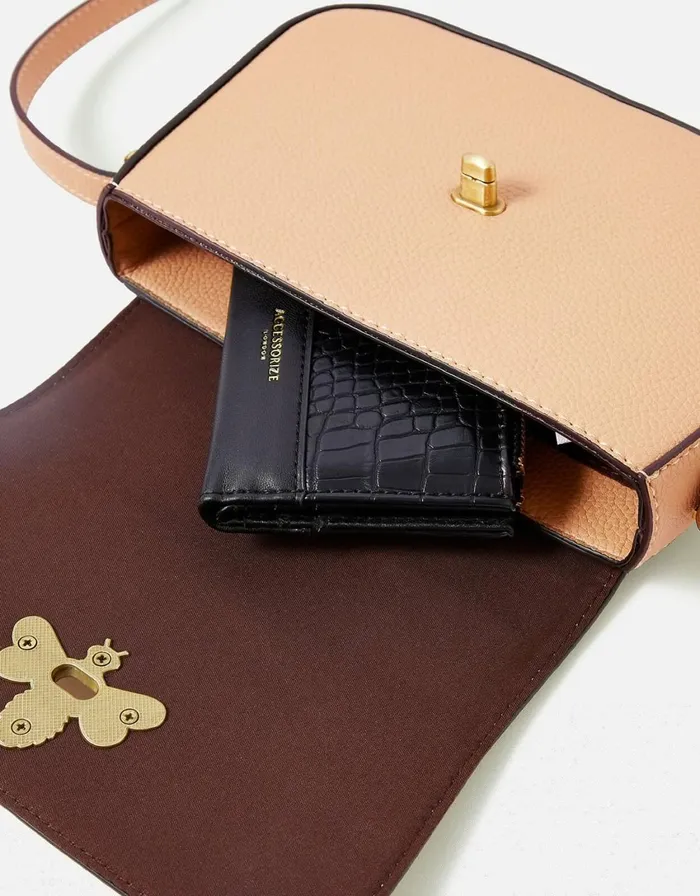 Accessorize Britney Bee CrossBody Bag Camel Camel Women Vegan Bags Backpacks and Purses
