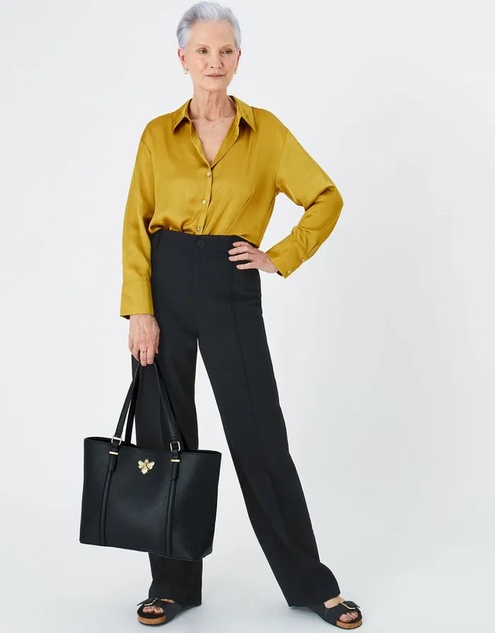 Accessorize Britney Bee Tote Bag Black Black Women Vegan Bags Backpacks and Purses
