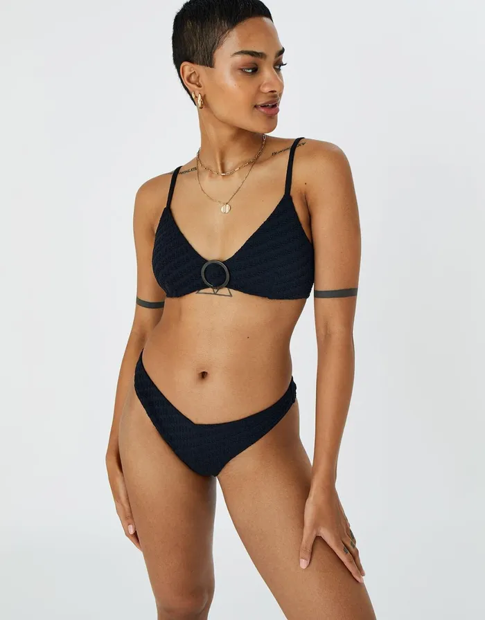 Accessorize Buckle Front Bikini Top Black Black Women Bikinis