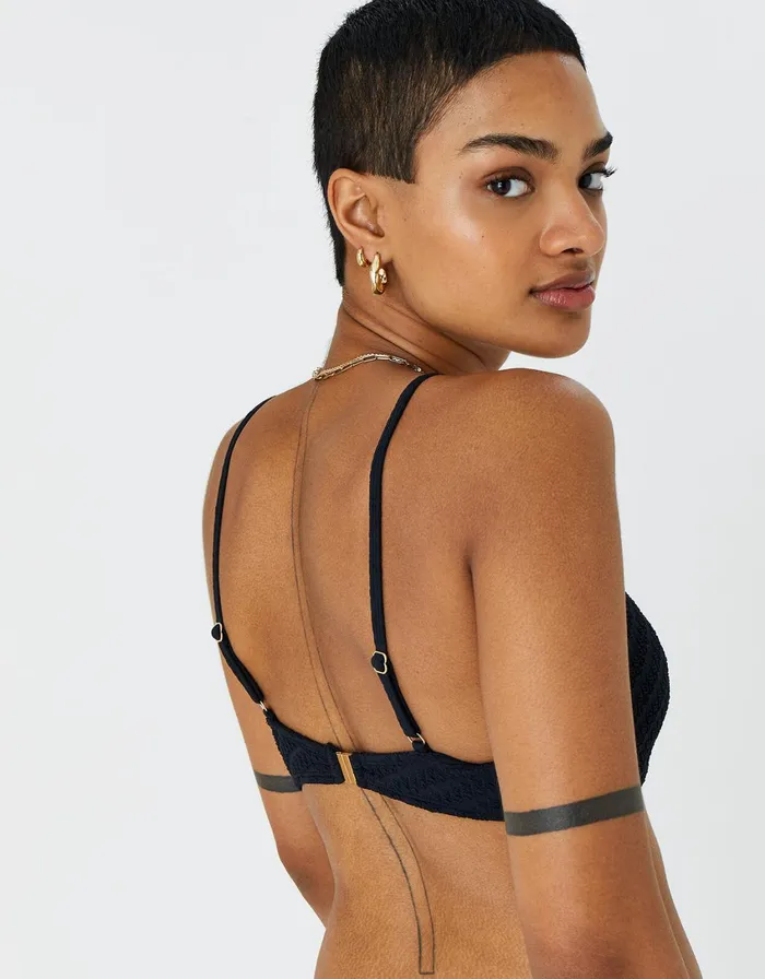 Accessorize Buckle Front Bikini Top Black Black Women Bikinis