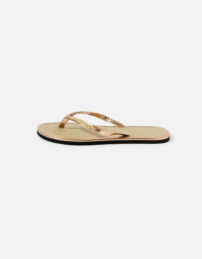 Accessorize Chain Plait Seagrass Flip Flops Metallic Metallics Women Sandals and Flip Flops