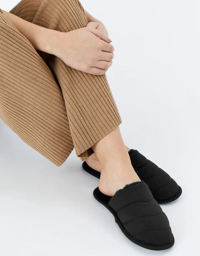 Accessorize Chevron Quilted Slippers Black Black Women Slippers