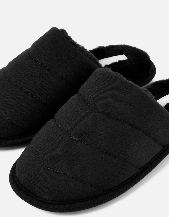 Accessorize Chevron Quilted Slippers Black Black Women Slippers