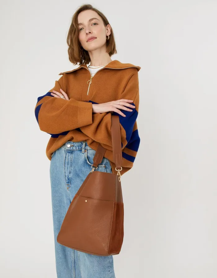 Accessorize Chloe Leather Shoulder Bag Tan Tan Women Leather Bags