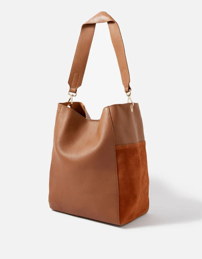 Accessorize Chloe Leather Shoulder Bag Tan Tan Women Leather Bags