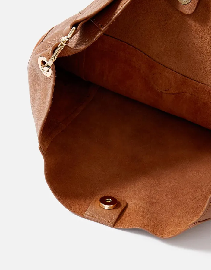 Accessorize Chloe Leather Shoulder Bag Tan Tan Women Leather Bags