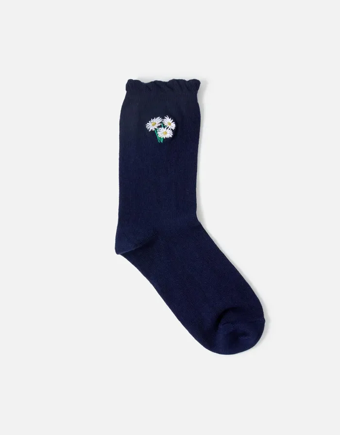Accessorize Daisy Embroidered Frill Cuff Socks Women Socks and Tights