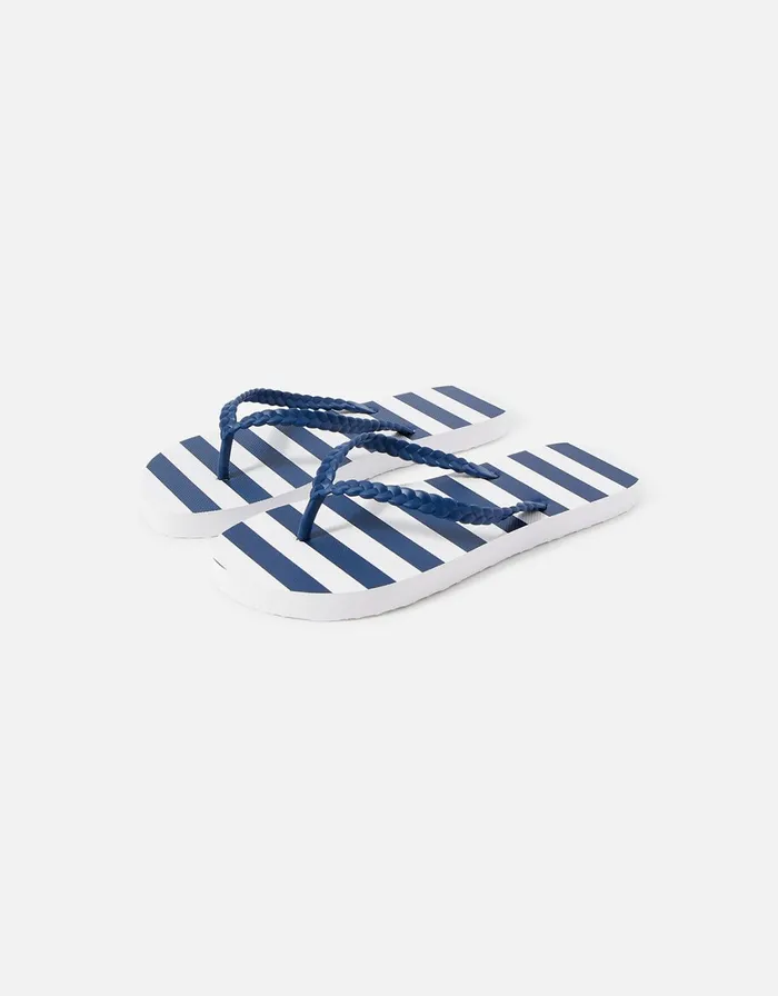 Accessorize Eva Stripe Flip Flops Blue Navy Women Sandals and Flip Flops