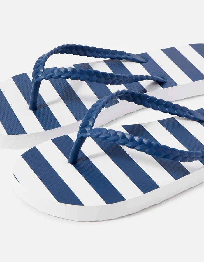 Accessorize Eva Stripe Flip Flops Blue Navy Women Sandals and Flip Flops