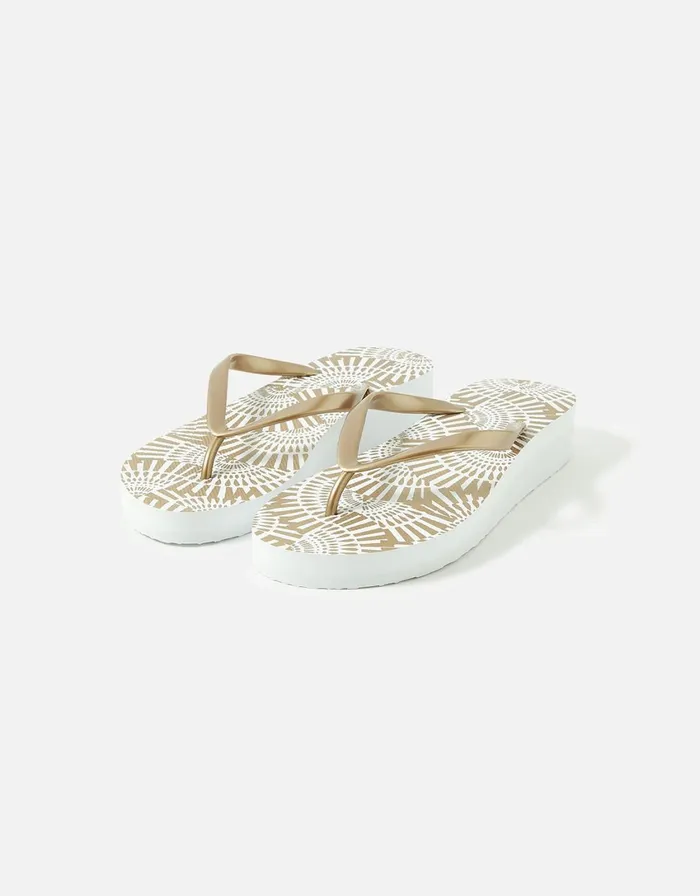 Accessorize Eva Wedge Flip Flops Gold Gold Women Sandals and Flip Flops