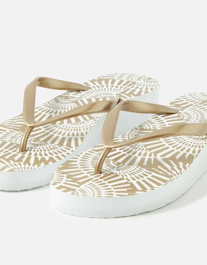 Accessorize Eva Wedge Flip Flops Gold Gold Women Sandals and Flip Flops