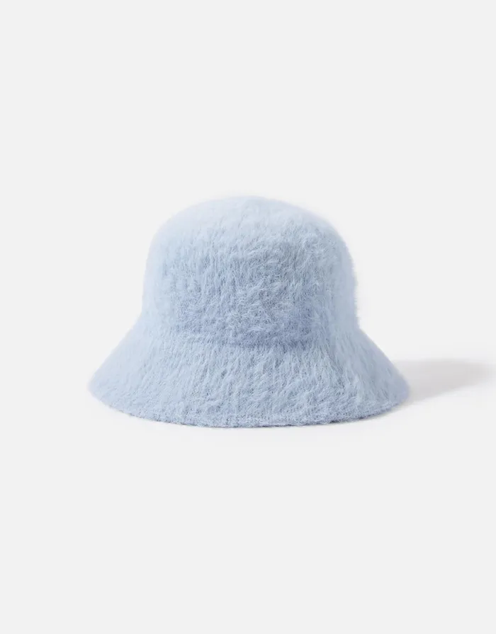 Accessorize Fluffy Bucket Hat Blue Women Hats