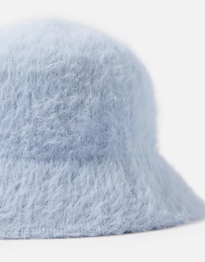 Accessorize Fluffy Bucket Hat Blue Women Hats