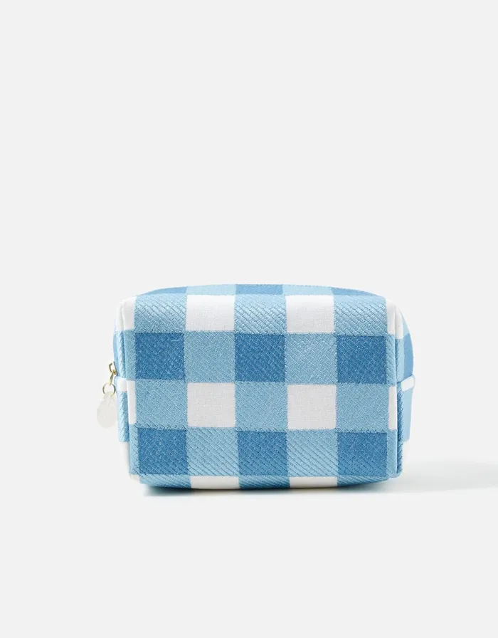 Accessorize Gingham Embroidered MakeUp Bag Women Travel Bags