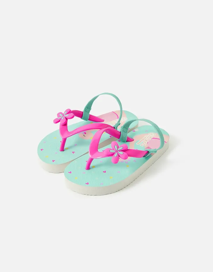 Accessorize Girls Flamingo Flip Flops Blue Aqua Girls Shoes