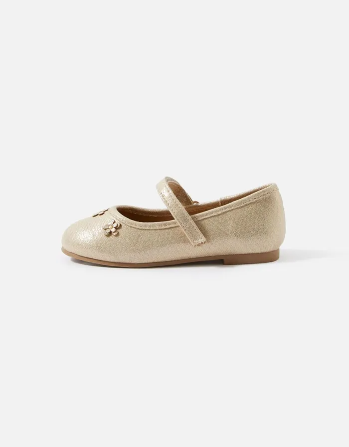 Accessorize Girls Flower Ballerina Flats Gold Gold Girls Shoes