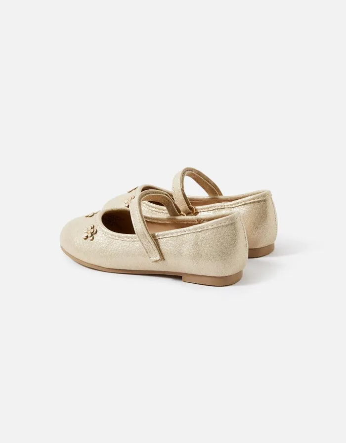 Accessorize Girls Flower Ballerina Flats Gold Gold Girls Shoes