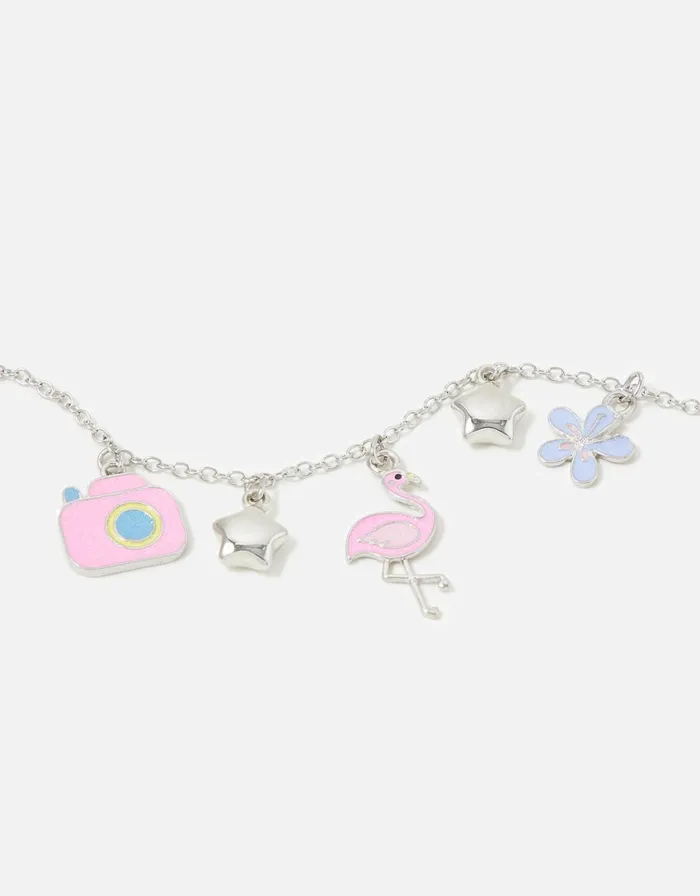Accessorize Girls Holiday Flamingo Charm Bracelet Girls Jewellery