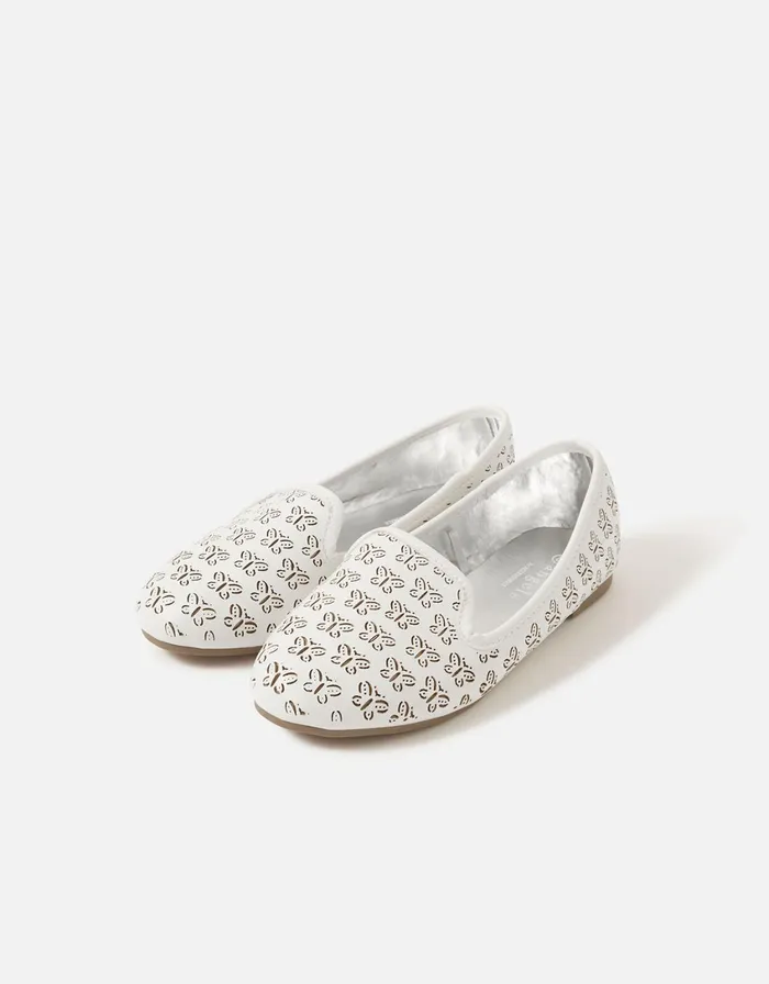 Accessorize Girls Laser Cut Butterfly Slippers Natural Ivory Girls Shoes