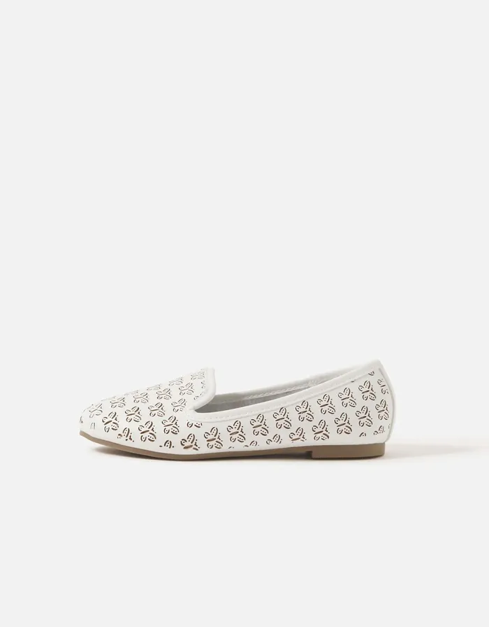 Accessorize Girls Laser Cut Butterfly Slippers Natural Ivory Girls Shoes