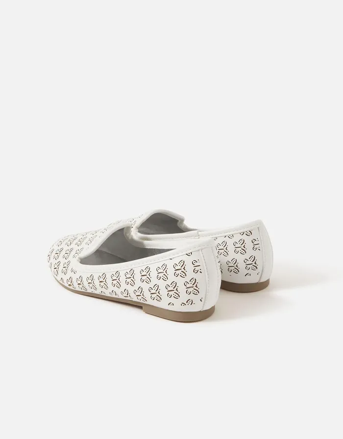 Accessorize Girls Laser Cut Butterfly Slippers Natural Ivory Girls Shoes