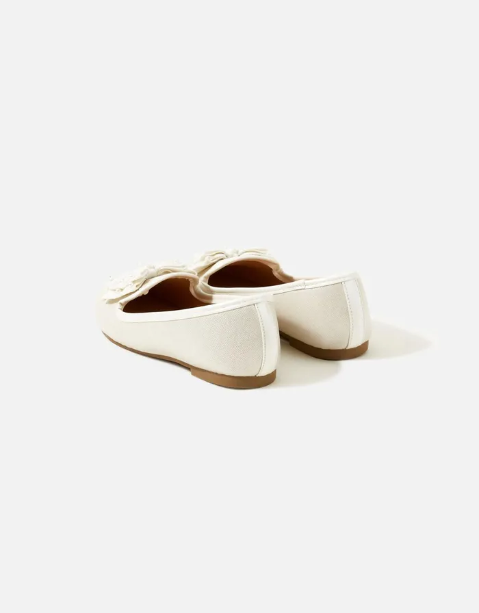 Accessorize Girls Pearl Bow Slippers Gold Gold Girls Shoes