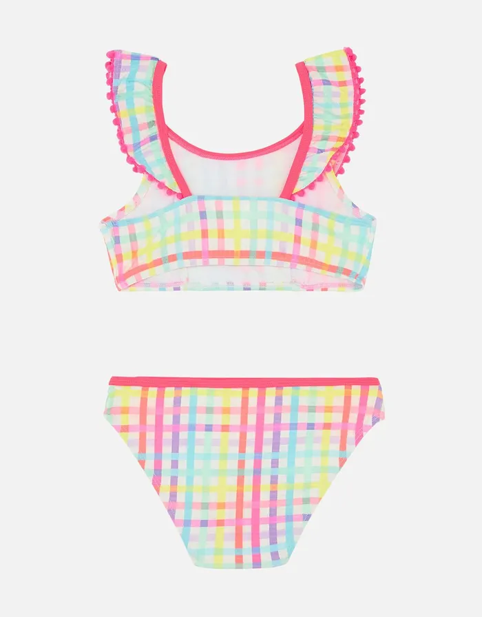 Accessorize Girls Rainbow Check Bikini Set Multi Brightsmulti Girls Swimsuits And Swimming Costumes