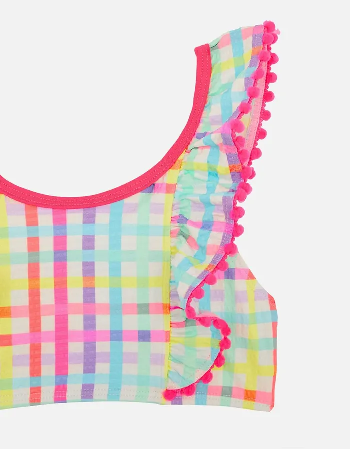 Accessorize Girls Rainbow Check Bikini Set Multi Brightsmulti Girls Swimsuits And Swimming Costumes