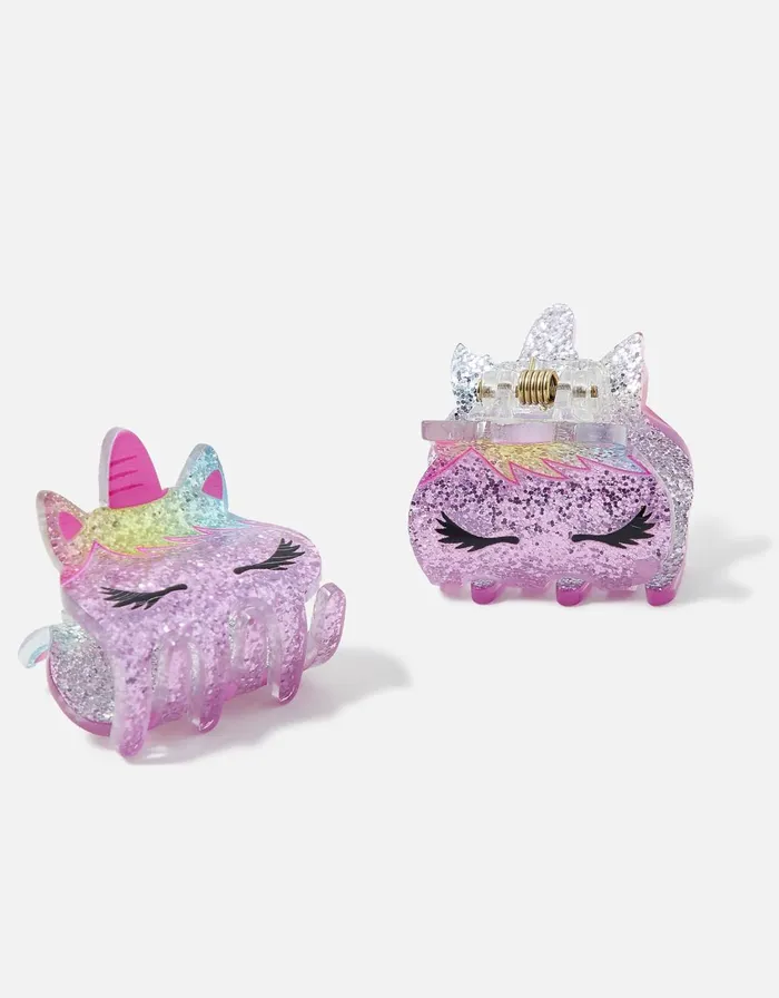 Accessorize Girls Unicorn Claw Clip Twinset Girls Hair Accessories