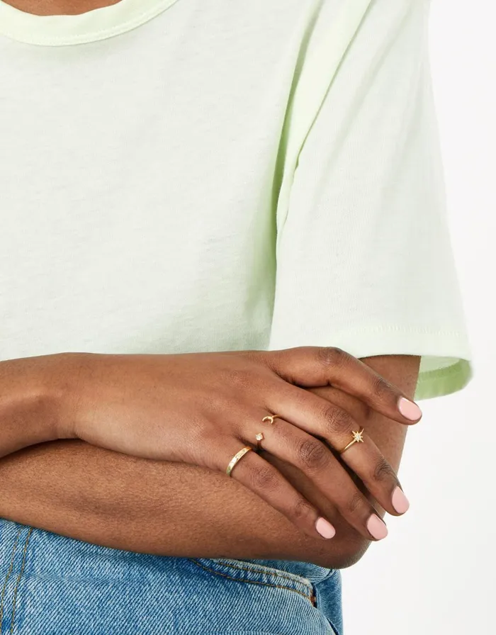 Accessorize GoldPlated Celestial Stacking Ring Set Gold Gold Women Rings