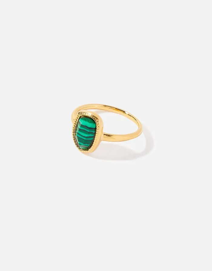 Accessorize GoldPlated Irregular Malachite Ring Green Green Women Rings