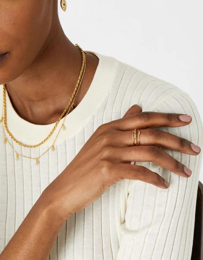 Accessorize GoldPlated Knot And Twist Stacking Ring Set Gold Gold Women Rings