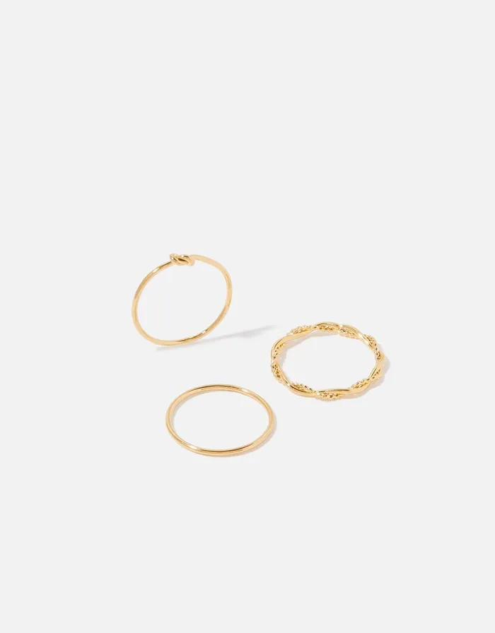 Accessorize GoldPlated Knot And Twist Stacking Ring Set Gold Gold Women Rings