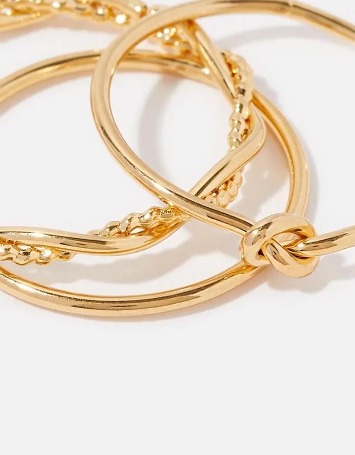 Accessorize GoldPlated Knot And Twist Stacking Ring Set Gold Gold Women Rings