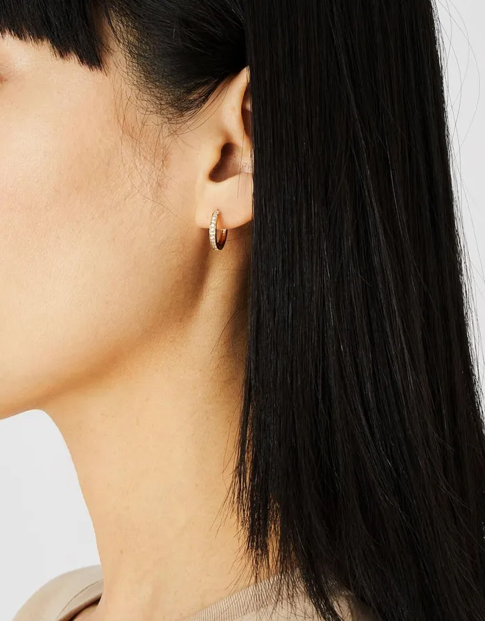 Accessorize GoldPlated Pave Huggie Hoops Women Earrings
