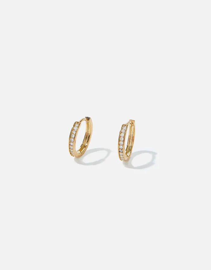 Accessorize GoldPlated Pave Huggie Hoops Women Earrings