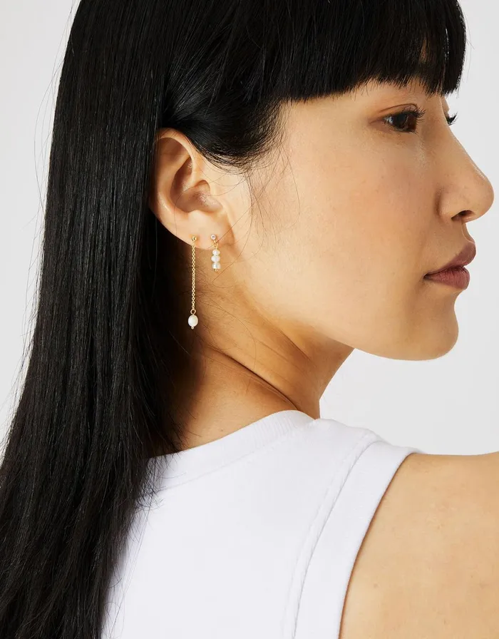 Accessorize GoldPlated Pearl Drop And Hoop Earring Set Women Earrings