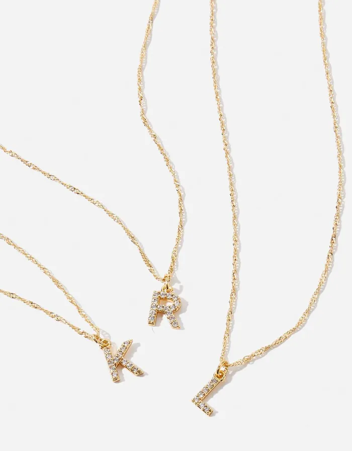 Accessorize GoldPlated Sparkle Initial Pendant Necklace Gold Gold Women Necklaces